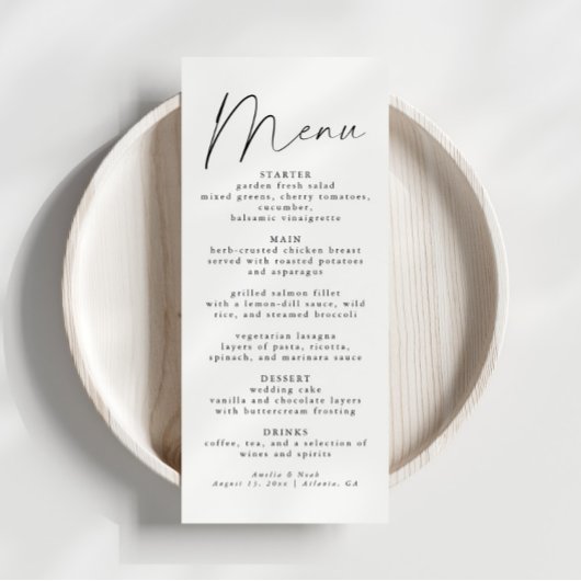 Elegant Script Bruiloft Receptie Diner Menu