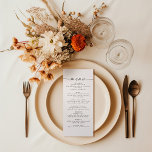 Elegant Script Bruiloft Receptie Diner Menu<br><div class="desc">Dit is een modern, elegant huwelijksmenu met een minimalistische lay-out en een uniek lettertype. Alle kleuren zijn bewerkbaar. // Voor overeenkomende design, zoek "ALICE" in de Sincerely By Nicole Zazzle winkel. * Als u van dit ontwerp houdt maar het niet beschikbaar voor iets ziet u zoekt, gelieve te contacteren me...</div>