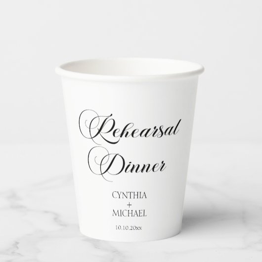 Elegant Script bruiloft repetitie diner Papieren Bekers (Voorkant)