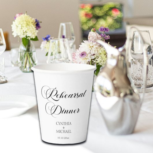 Elegant Script bruiloft repetitie diner Papieren Bekers