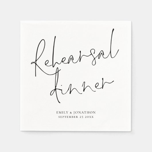 Elegant Script bruiloft repetitie diner Servet (Voorkant)