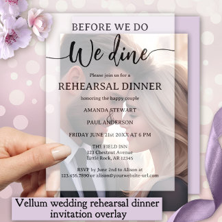 Elegant Script bruiloft repetitie diner Vellum Uitnodigingen