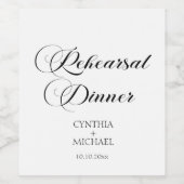 Elegant Script bruiloft repetitie diner Wijn Etiket (Enkel label)
