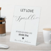 Elegant script bruiloft sparkler reclamebord met voetstuk (Insitu)