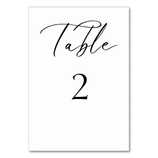 Elegant Script Bruiloft Tafel Kaart Zwart-wit (Achterkant)