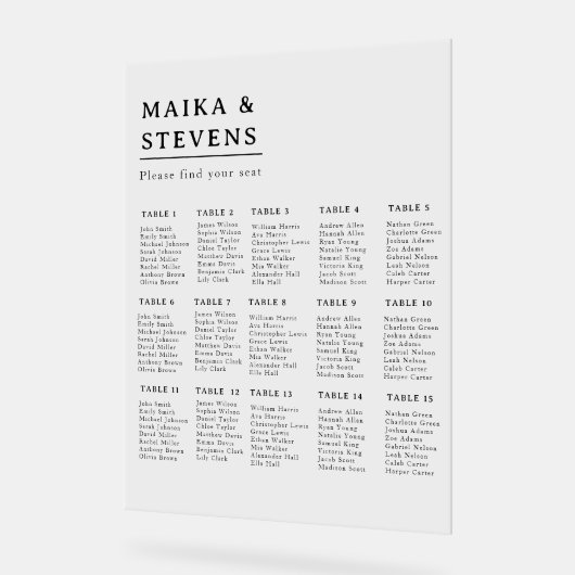 Elegant Script Bruiloft Tafel Zitgrafiek Acryl Bord (Hoek)