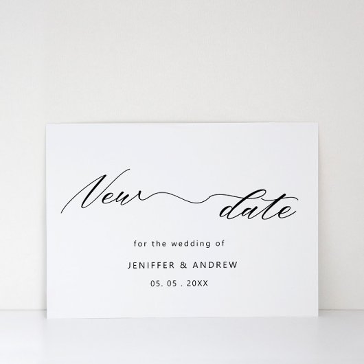 Elegant script bruiloft Verander de datum Briefkaa Briefkaart