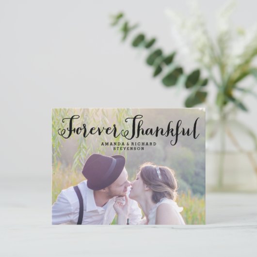 ELEGANT SCRIPT BRUILOFT VOOR ALTIJD DANKBAAR BRIEF BRIEFKAART (Staand voorkant)