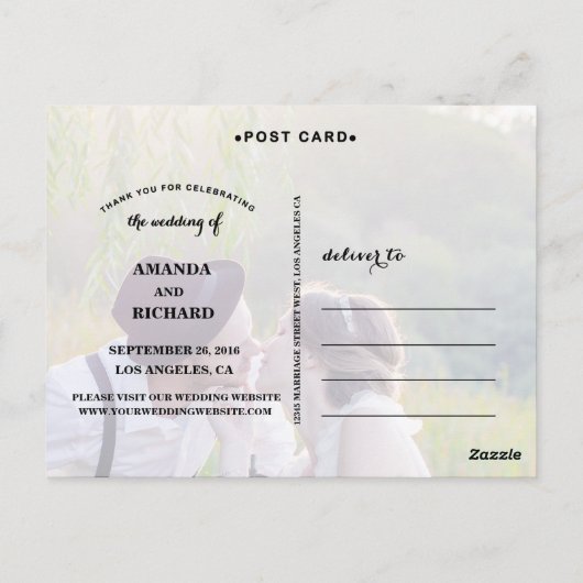 ELEGANT SCRIPT BRUILOFT VOOR ALTIJD DANKBAAR BRIEF BRIEFKAART (Achterkant)