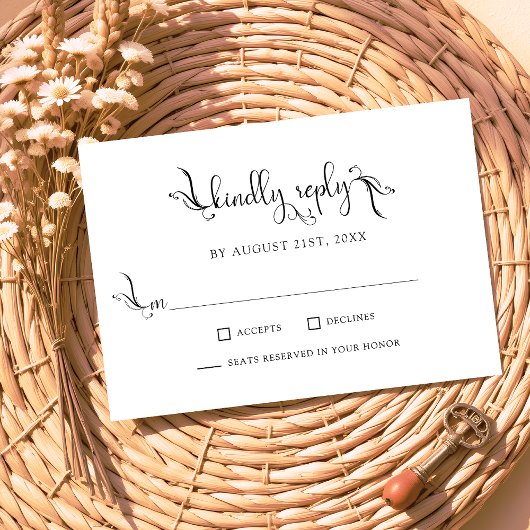 Elegant script bruiloft vriendelijk Replay RSVP-ka RSVP Kaartje