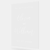 Elegant script bruiloft welkom transparant acryl bord (Hoek)