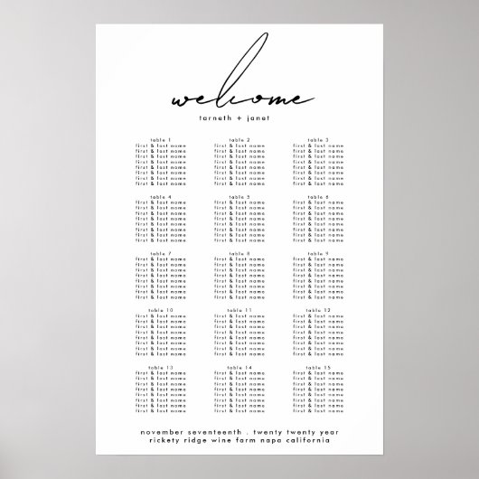 Elegant Script bruiloft welkom zitgrafiek Poster (Voorkant)