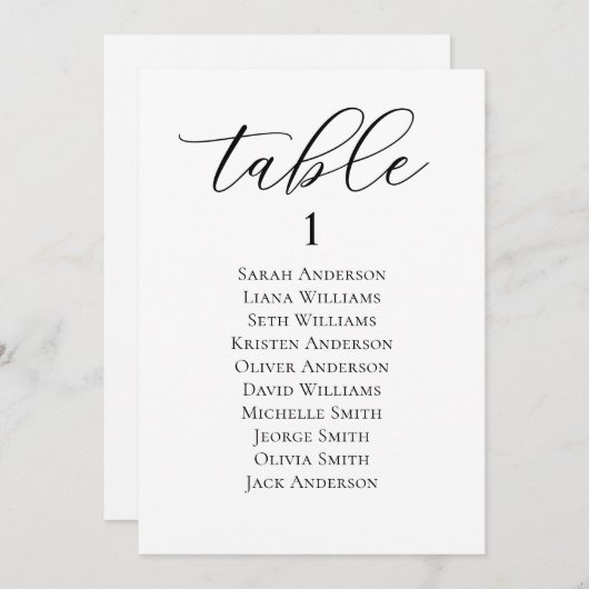 Elegant Script Bruiloft Zitkaart Kaart (Voorkant / Achterkant)