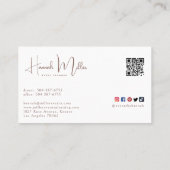 Elegant Script Bruin Witte QR Zakelijk Visitekaartje (Achterkant)