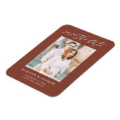 Elegant Script Bruine Foto Save The Date Magneet (Linkerzijde)
