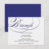 Elegant Script Brunch Invitation - marine Kaart (Voorkant / Achterkant)