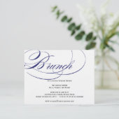 Elegant Script Brunch Invitation - marine Kaart (Staand voorkant)