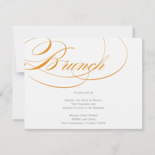 Elegant Script Brunch Invitation - Oranje Kaart (Voorkant)
