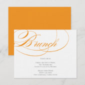 Elegant Script Brunch Invitation - Oranje Kaart (Voorkant / Achterkant)