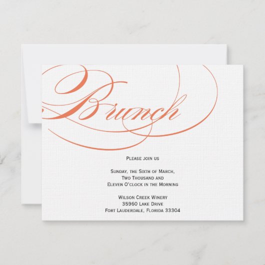 Elegant Script Brunch Invitation - Oranje Kaart (Voorkant)