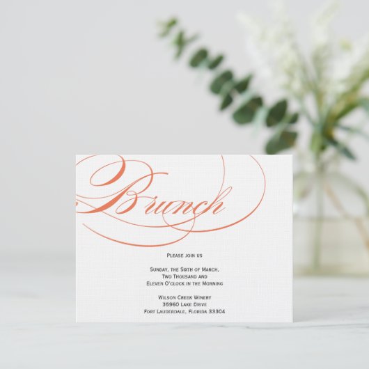 Elegant Script Brunch Invitation - Oranje Kaart (Staand voorkant)