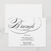Elegant Script Brunch Invitation - Zwart Kaart (Voorkant / Achterkant)