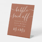 Elegant Script Bubble Afscheid Terracotta Reclamebord Met Voetstuk (Voorkant)