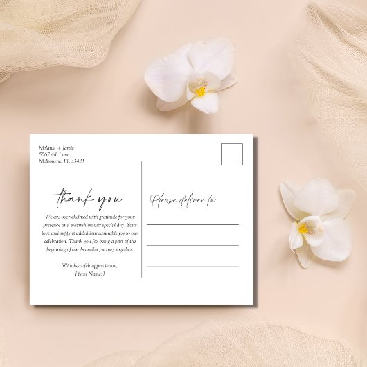 Elegant Script budget foto bruiloft dank u Briefkaart