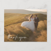 Elegant Script budget foto bruiloft dank u Briefkaart (Voorkant)