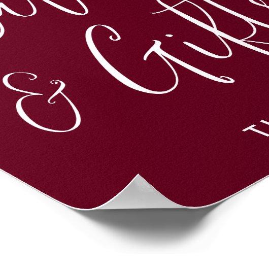 Elegant Script Burgundy Afstuderen Kaarten en cade Poster (Hoek)