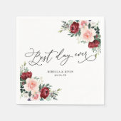 Elegant Script Burgundy Blush Floral Greenery Servet (Voorkant)