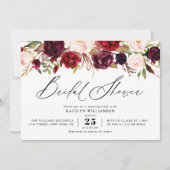 elegant script burgundy blush floral vrijgezellenf kaart (Voorkant)