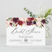 elegant script burgundy blush floral vrijgezellenf kaart (Staand voorkant)