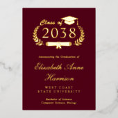 Elegant Script Burgundy College Graduparty Folie Uitnodiging (Voorkant)