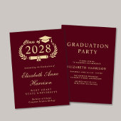 Elegant Script Burgundy College Graduparty Kaart