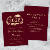 Elegant Script Burgundy College Graduparty Kaart