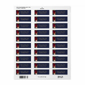 Elegant Script Burgundy Floral op Navy Blue Etiket (Full Sheet)