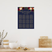 Elegant Script Burgundy Floral op Navy Blue Poster (Keuken)