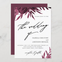 Elegant Script Burgundy Floral Wedding