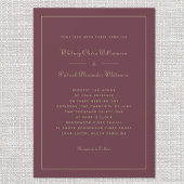 Elegant Script Burgundy Gold Chic Formal Weddings Kaart