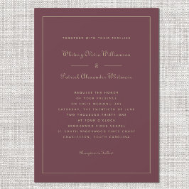 Elegant Script Burgundy Gold Chic Formal Weddings Kaart