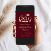 Elegant Script Burgundy Gold College Graduing Aankondiging