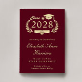Elegant Script Burgundy Gold College Graduing Aankondiging