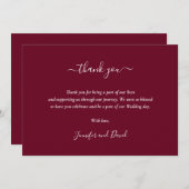 Elegant Script Burgundy - Hartelijk dank Bedankkaart (Voorkant / Achterkant)