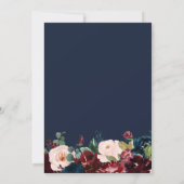 Elegant script burgundy & Navy blue floral bruilof Kaart (Achterkant)