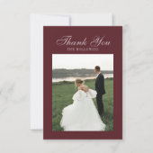 Elegant Script Burgundy Red Flat Thank You Card Bedankkaart (Voorkant)