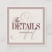 Elegant Script Burgundy Red Formal Wedding Details Informatiekaartje (Achterkant)
