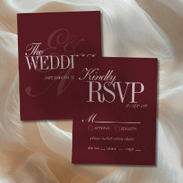 Elegant Script Burgundy Red Formal Wedding Details RSVP Kaartje