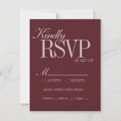 Elegant Script Burgundy Red Formal Wedding Details RSVP Kaartje (Voorkant)