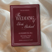 Elegant Script Burgundy Red Formal Wedding  Kaart